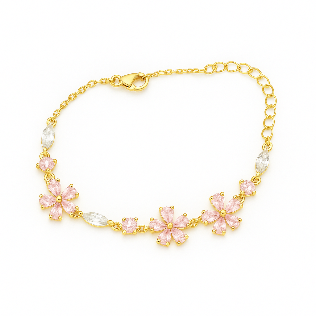 צמיד פרחים ורוד