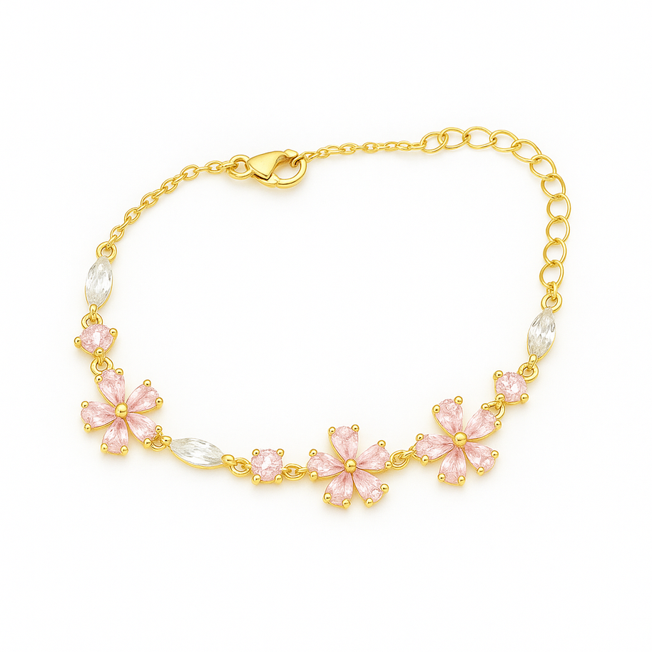 צמיד פרחים ורוד