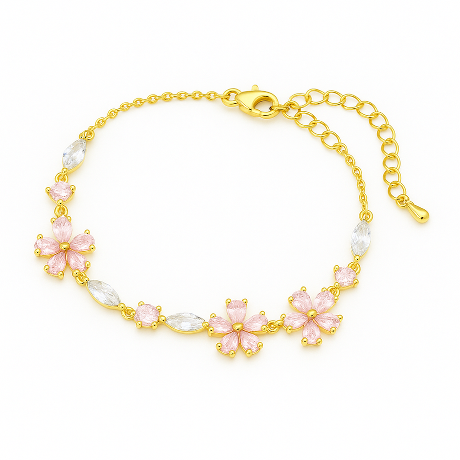 צמיד פרחים ורוד