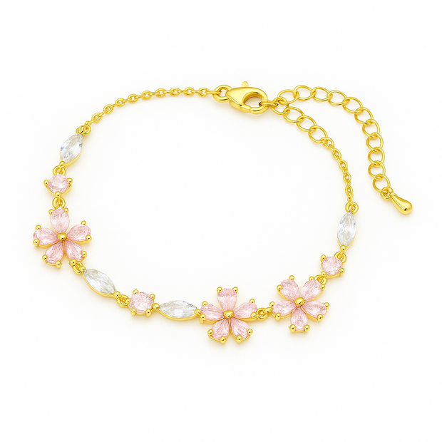 צמיד פרחים ורוד