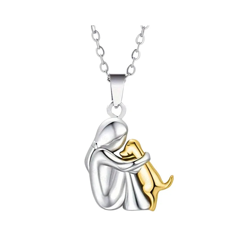 שרשרת חיבוק אישה וכלב